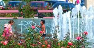The local gypsys enjoying the fountain in Bacau