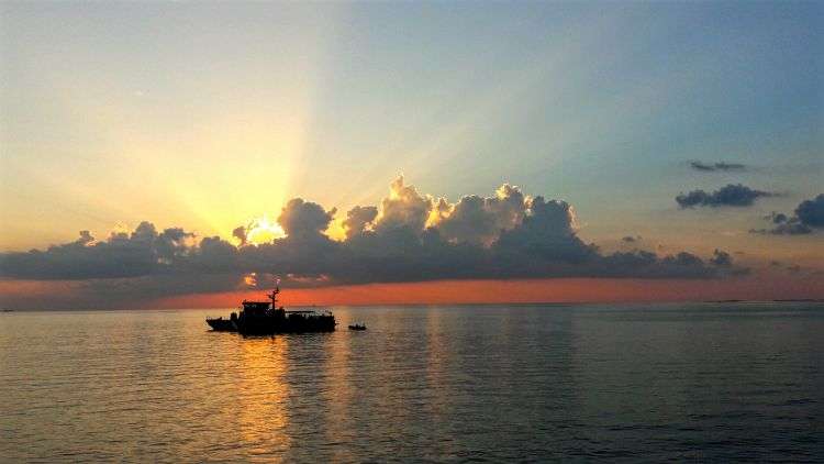 Sunset from the offshore bar - maafushi