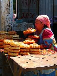 Bread market Osh Kyrgyzstan