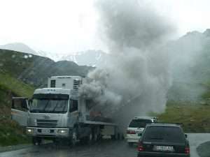 Truck Blow Out - Road from Bishkek to Osh