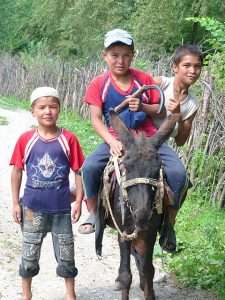 Kids on local Arslanbob transport