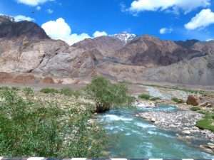 Stream and mountains Tajikistan