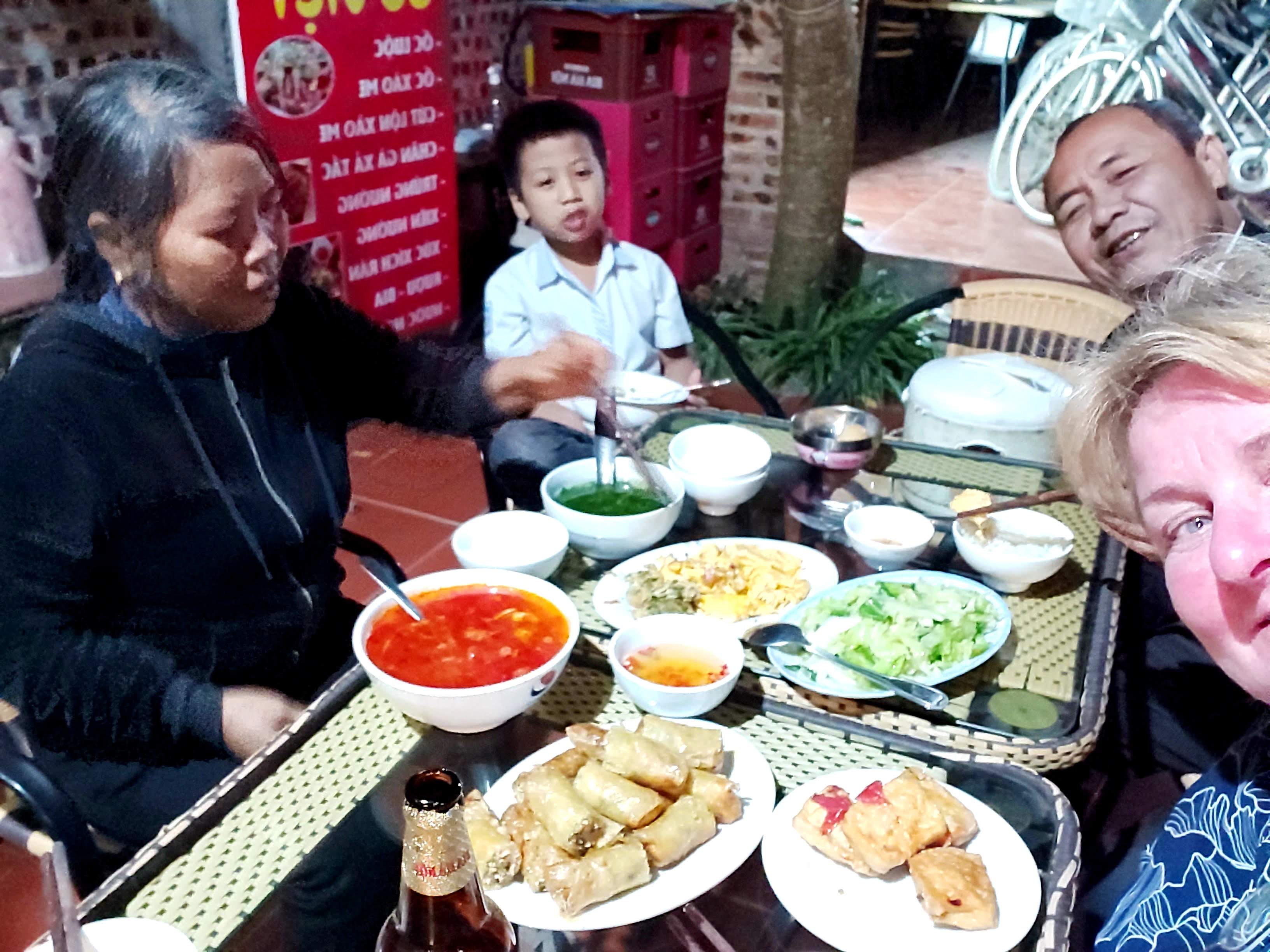 Dinner with the family Mountain Lake Homestay Tam Coc