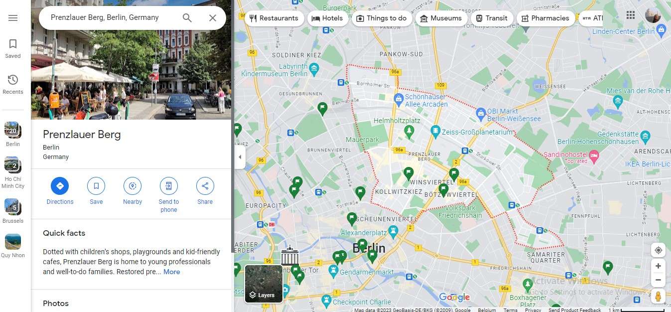 Screenshot of google maps showing Friedrichshain in Berlin