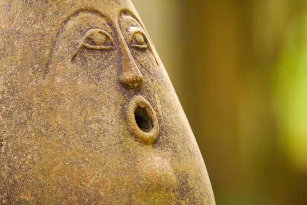 Statue with shocked expression