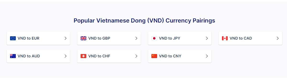 Money Exchange pairs Vietnamese Dong