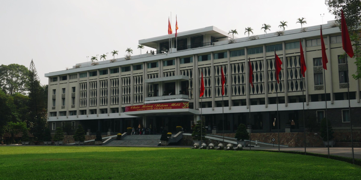Close up full width view of Reunification Palace