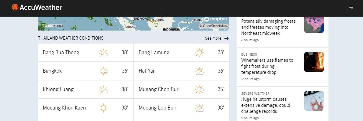 A screenshot of the Accuweather website