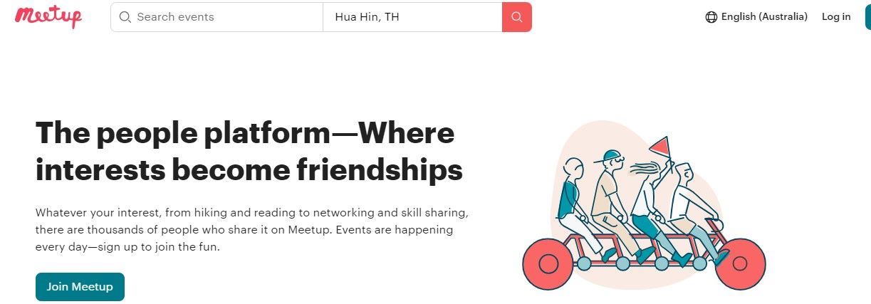 A screenshot of the MeetUp website